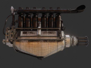 Aircraft V-Type Engine Vintage 3D Model