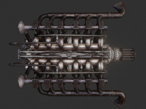 Aircraft V-Type Engine Vintage 3D Model