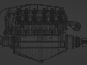 Aircraft V-Type Engine Vintage 3D Model