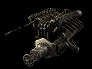 Aircraft V-Type Engine Vintage 3D Model