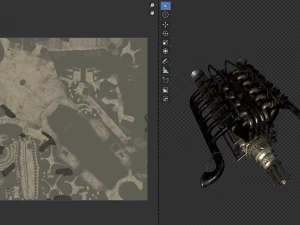 Aircraft V-Type Engine Vintage 3D Model
