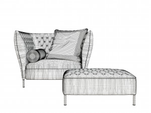 saba italia armchair 3D 模型