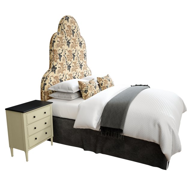 hotel bed 3D Модель .c4d .max .obj .3ds .fbx .stl .blend