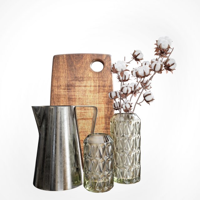 decorative kitchen accessories set 3D Model .c4d .max .obj .3ds .fbx .stl .blend 
