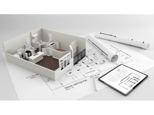 house with architecture drawing sheet Modelo 3D