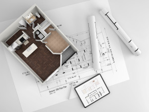 house with architecture drawing sheet 3D Model