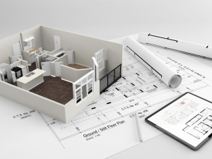 house with architecture drawing sheet 3D Model