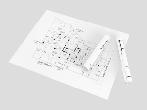 house with architecture drawing sheet 3D Model