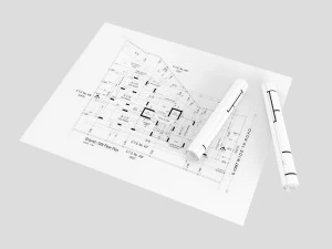 house with architecture drawing sheet 3D Model
