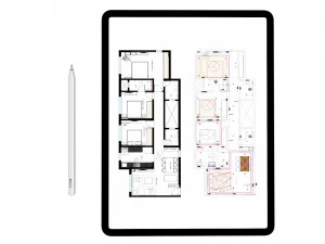 house with architecture drawing sheet 3D Model