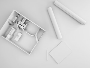 house with architecture drawing sheet 3D Model