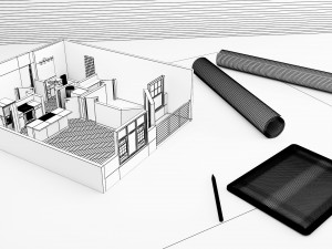 house with architecture drawing sheet 3D Model