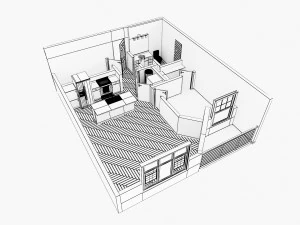 house with architecture drawing sheet 3D Model