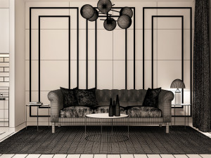 living room interior 3D 模型