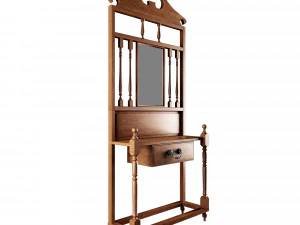 antique console table with wood frame mirror 3D Model