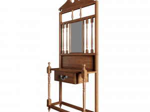antique console table with wood frame mirror 3D Model