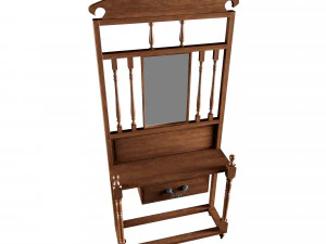 antique console table with wood frame mirror 3D Model