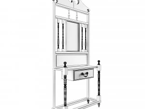 antique console table with wood frame mirror 3D Model