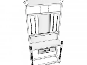 antique console table with wood frame mirror 3D Model
