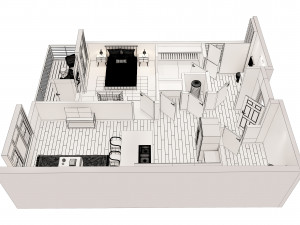 1bhk floor plan 3D मॉडल