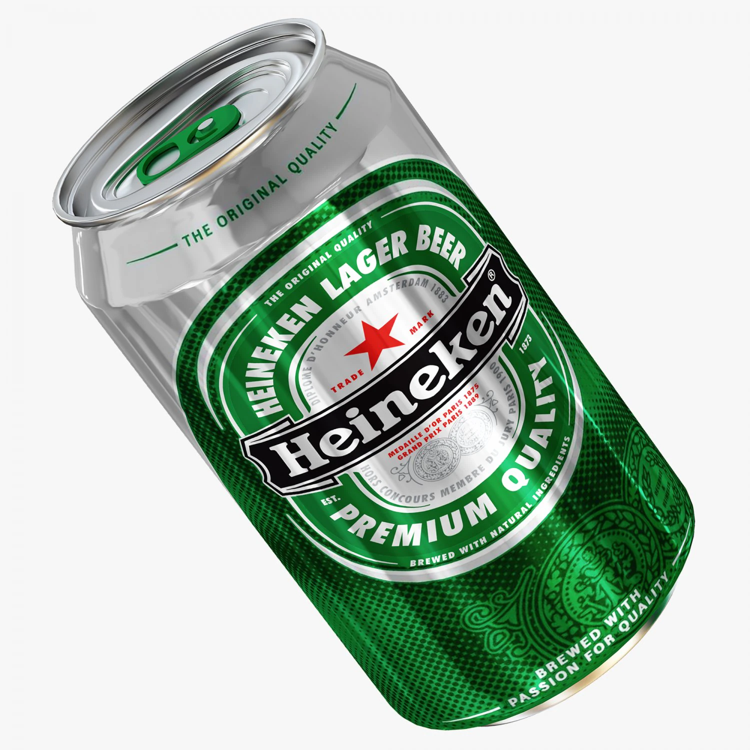 heineken beer can 3D Model .c4d .max .obj .3ds .fbx .stl .blend 