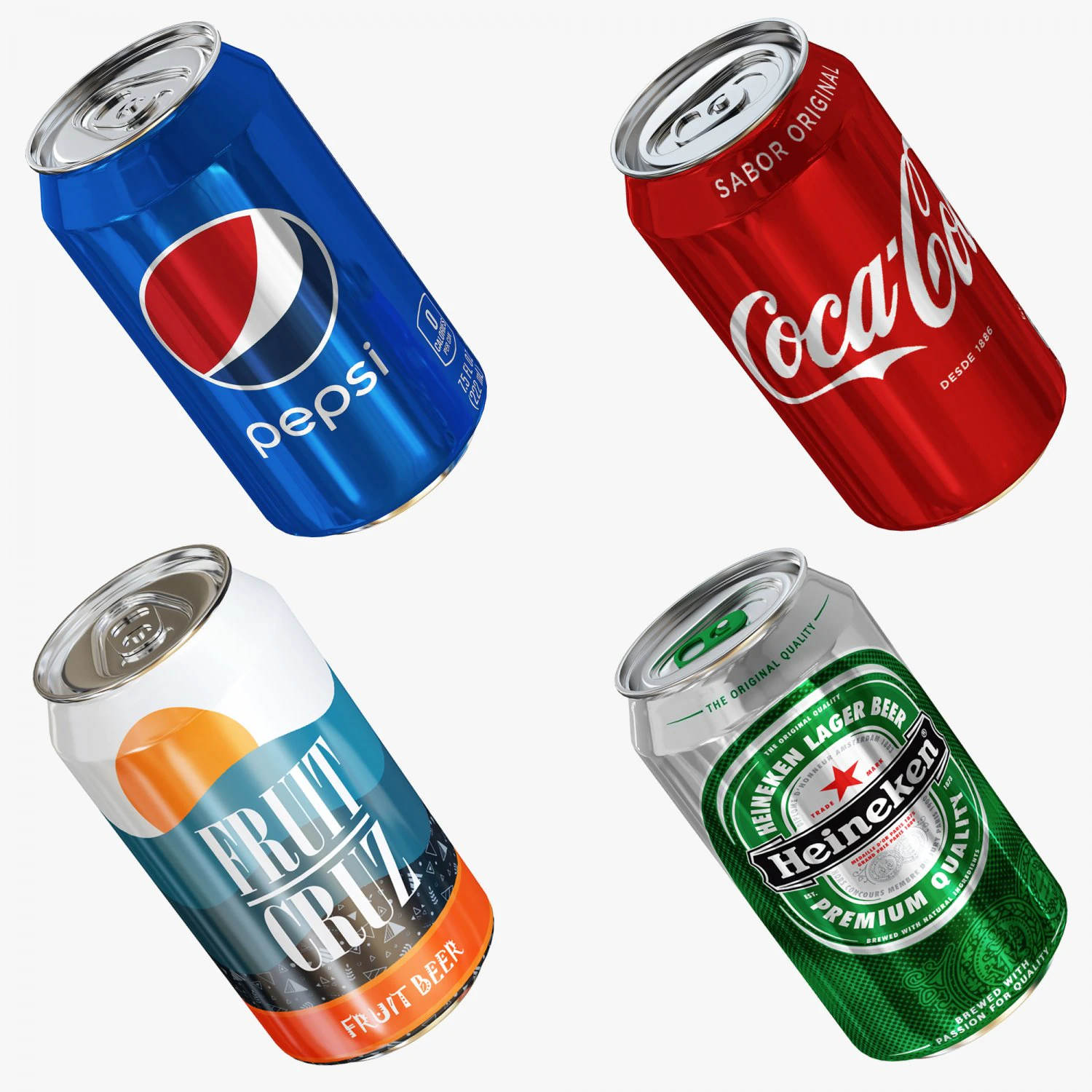 beer cold drink can collection 3D Model .c4d .max .obj .3ds .fbx .stl .blend 