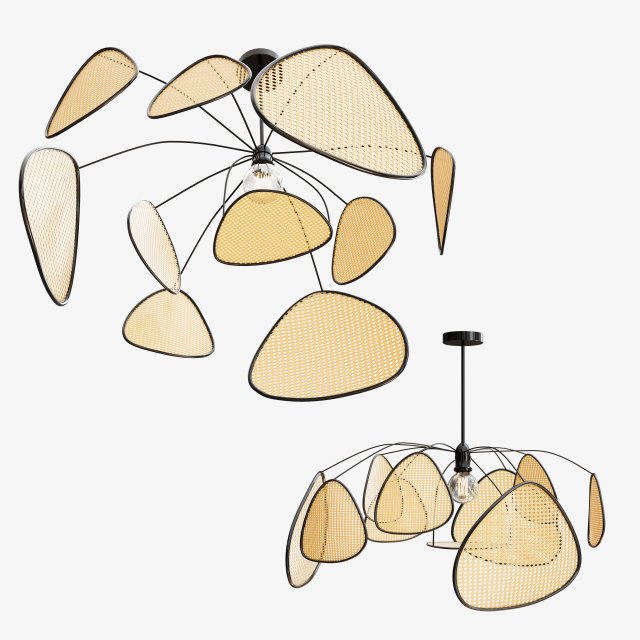 designer wicker pendant lamp Model 3D .c4d .max .obj .3ds .fbx .stl .blend 