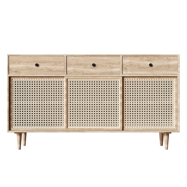 Rattan sideboard 3D 모델 .c4d .max .obj .3ds .fbx .stl .blend 