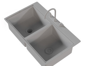 Double bowl kitchen sink 3D 模型