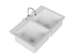 Double bowl kitchen sink 3D 模型
