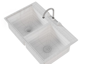 Double bowl kitchen sink 3D 模型