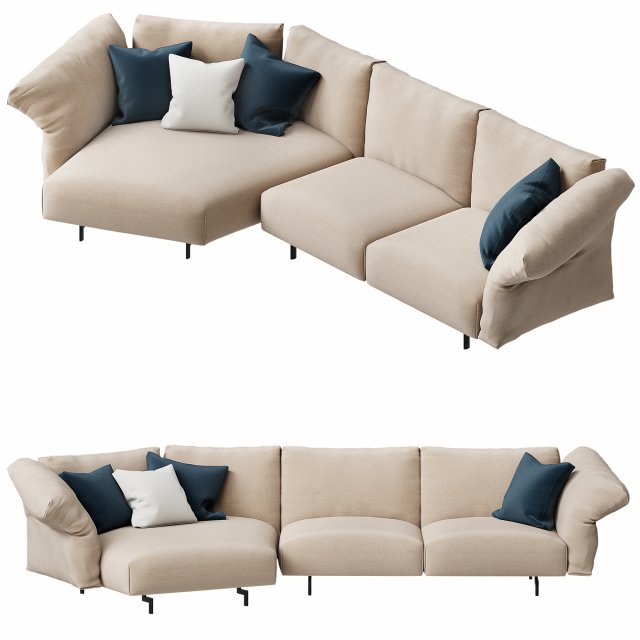 B and B Italia DAMBO SOFA 3D 모델 .c4d .max .obj .3ds .fbx .stl .blend 