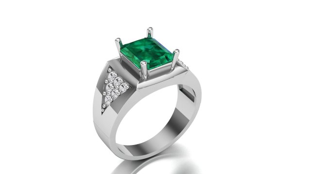 emerald cut mens ring Modelo 3D .c4d .max .obj .3ds .fbx .stl .blend 