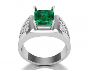emerald cut mens ring Modelo 3D