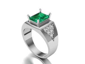 emerald cut mens ring Modelo 3D