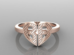 26 alphabet rings heart style 3dm stl and render 3d collection 3d print model 3D Model