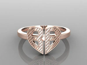 26 alphabet rings heart style 3dm stl and render 3d collection 3d print model 3D Model