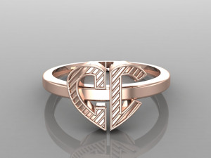 26 alphabet rings heart style 3dm stl and render 3d collection 3d print model 3D Model