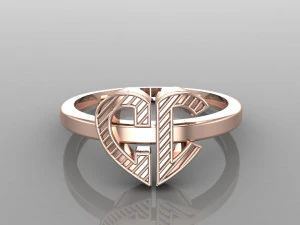 26 alphabet rings heart style 3dm stl and render 3d collection 3d print model 3D Model