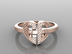 26 alphabet rings heart style 3dm stl and render 3d collection 3d print model 3D Model
