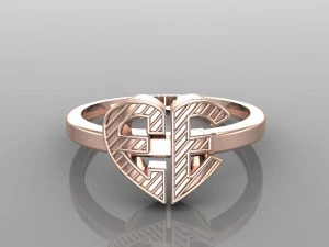 26 alphabet rings heart style 3dm stl and render 3d collection 3d print model 3D Model