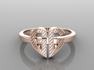 26 alphabet rings heart style 3dm stl and render 3d collection 3d print model 3D Model