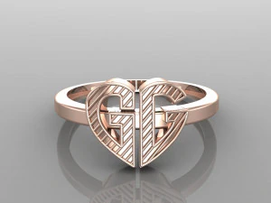26 alphabet rings heart style 3dm stl and render 3d collection 3d print model 3D Model