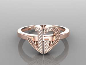 26 alphabet rings heart style 3dm stl and render 3d collection 3d print model 3D Model