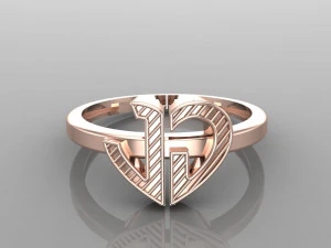 26 alphabet rings heart style 3dm stl and render 3d collection 3d print model 3D Model