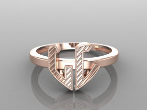 26 alphabet rings heart style 3dm stl and render 3d collection 3d print model 3D Model