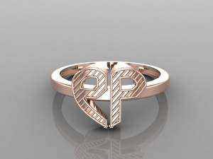 26 alphabet rings heart style 3dm stl and render 3d collection 3d print model 3D Model