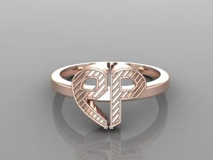 26 alphabet rings heart style 3dm stl and render 3d collection 3d print model 3D Model