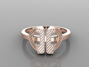 26 alphabet rings heart style 3dm stl and render 3d collection 3d print model 3D Model