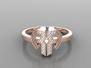 26 alphabet rings heart style 3dm stl and render 3d collection 3d print model 3D Model